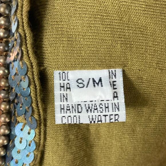 GODDESS OF BABYLON Vest Top S/M Sequins Beaded Gold Button Lined Rayon - Picture 10 of 12